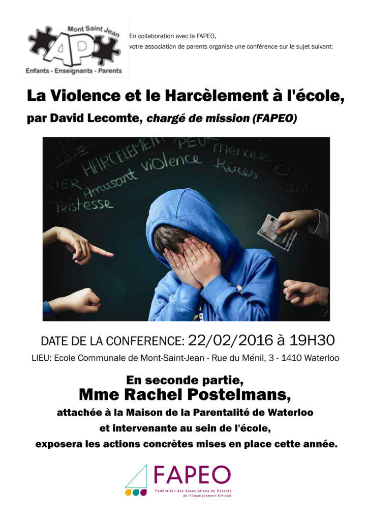 Conférence-débat sur le thème de la violence et le harcèlement à l ...