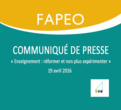 FAPEO_CP 190416 Mme Schyns Ministre